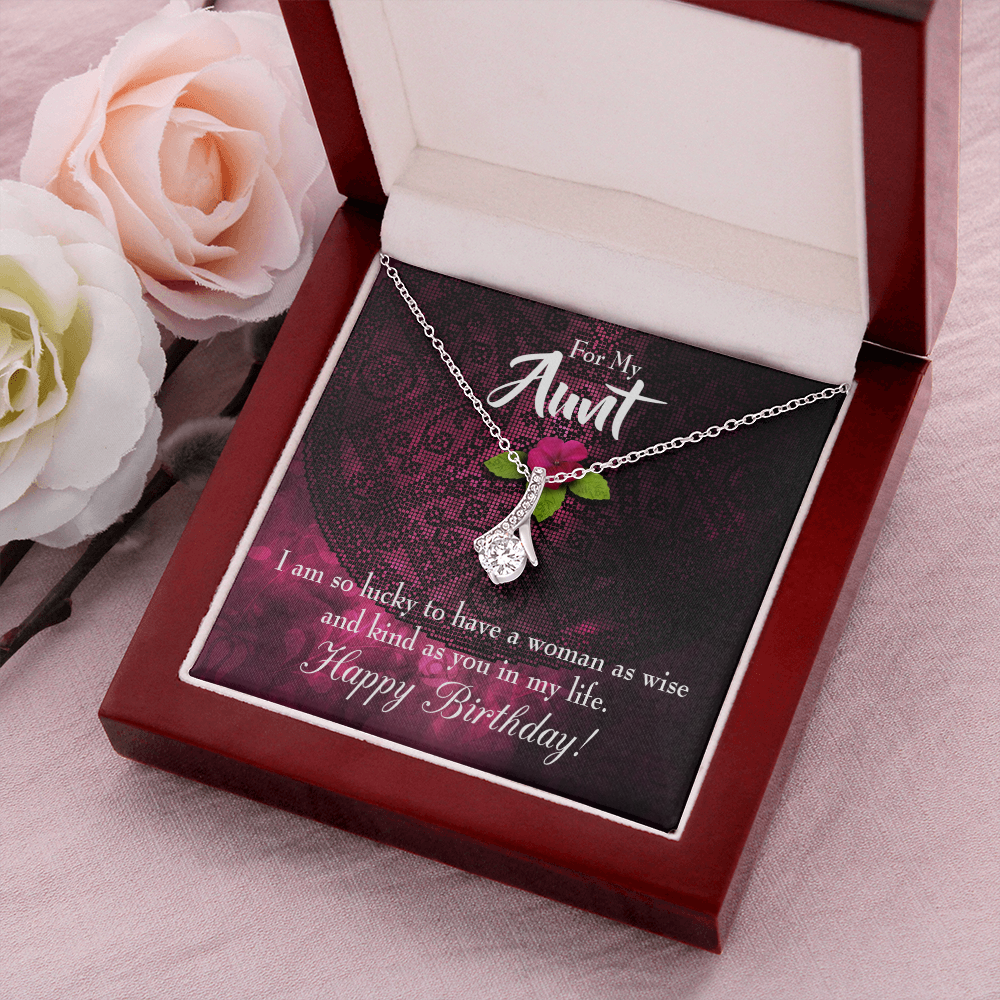 To My Granddaughter To My Aunt Happy Birthday Aunt Alluring Ribbon Necklace Message Card-Express Your Love Gifts