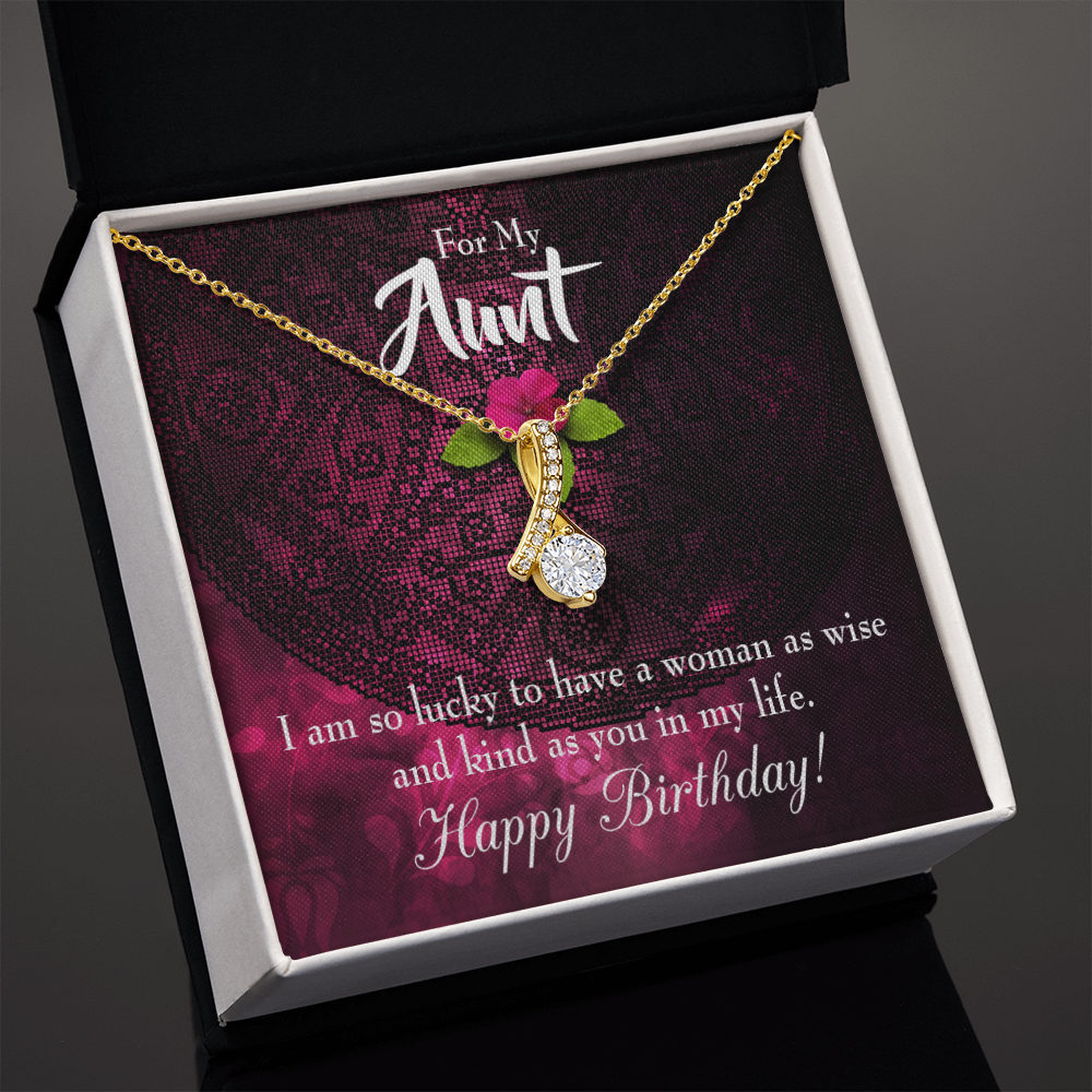 To My Granddaughter To My Aunt Happy Birthday Aunt Alluring Ribbon Necklace Message Card-Express Your Love Gifts