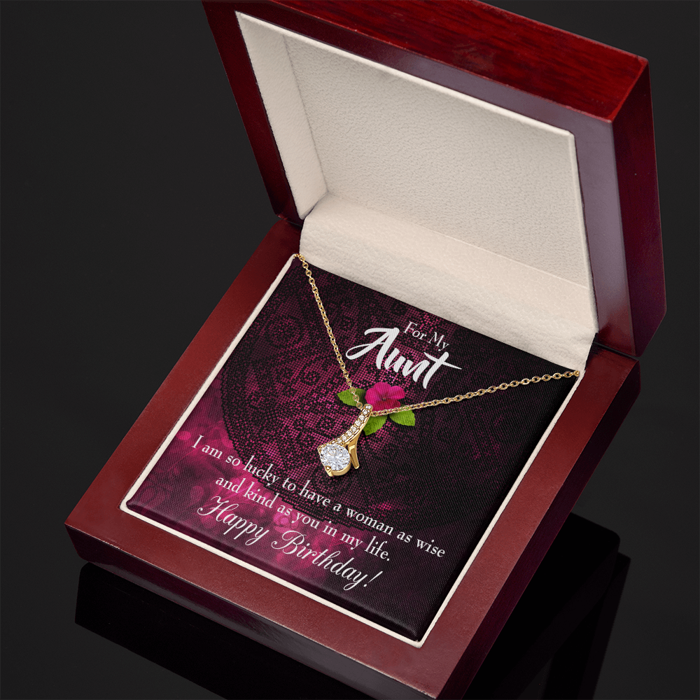 To My Granddaughter To My Aunt Happy Birthday Aunt Alluring Ribbon Necklace Message Card-Express Your Love Gifts