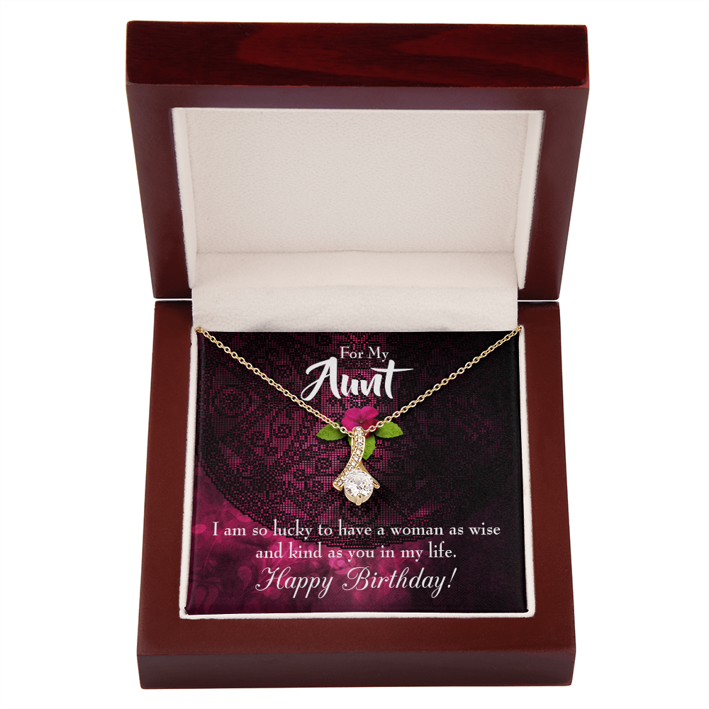 To My Granddaughter To My Aunt Happy Birthday Aunt Alluring Ribbon Necklace Message Card-Express Your Love Gifts