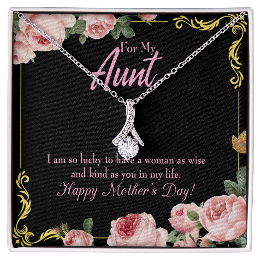 To My Granddaughter To My Aunt I'm So Lucky Alluring Ribbon Necklace Message Card-Express Your Love Gifts