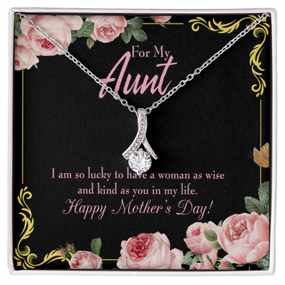 To My Granddaughter To My Aunt I'm So Lucky Alluring Ribbon Necklace Message Card-Express Your Love Gifts