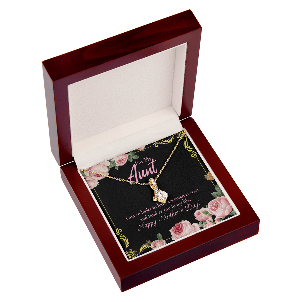To My Granddaughter To My Aunt I'm So Lucky Alluring Ribbon Necklace Message Card-Express Your Love Gifts