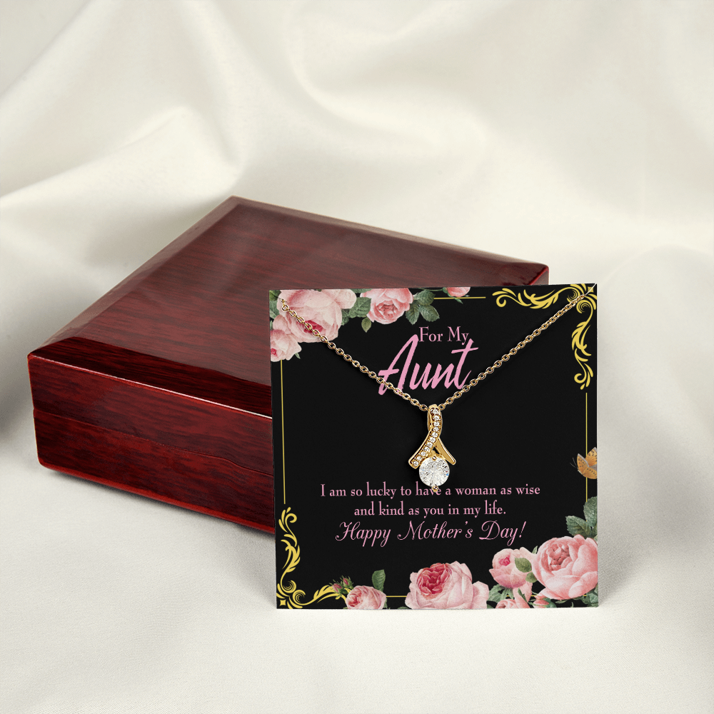 To My Granddaughter To My Aunt I'm So Lucky Alluring Ribbon Necklace Message Card-Express Your Love Gifts