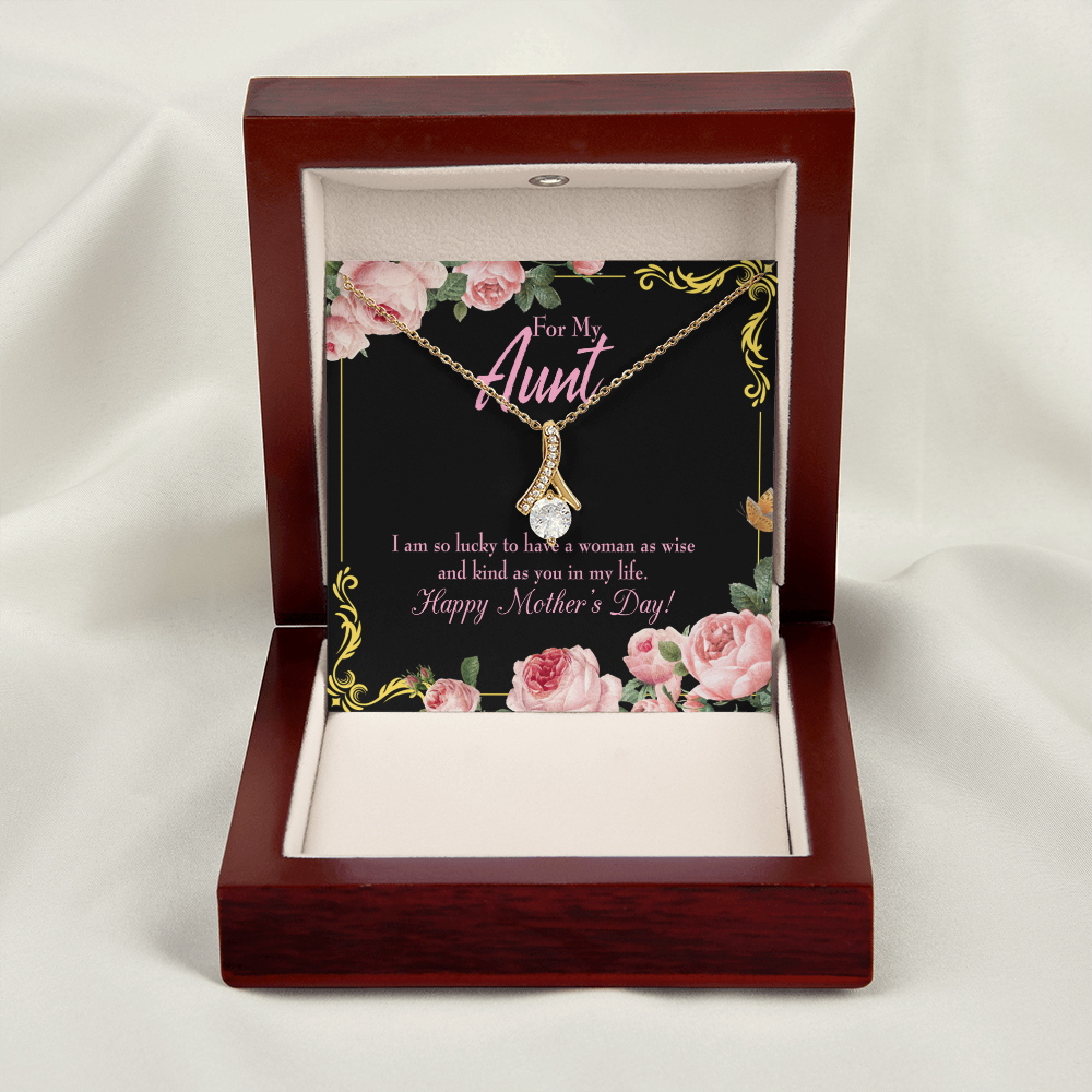To My Granddaughter To My Aunt I'm So Lucky Alluring Ribbon Necklace Message Card-Express Your Love Gifts
