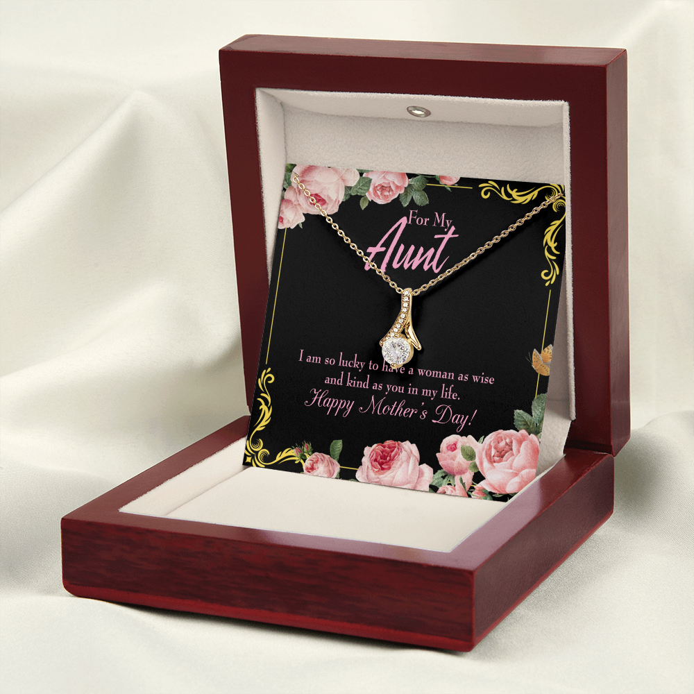 To My Granddaughter To My Aunt I'm So Lucky Alluring Ribbon Necklace Message Card-Express Your Love Gifts