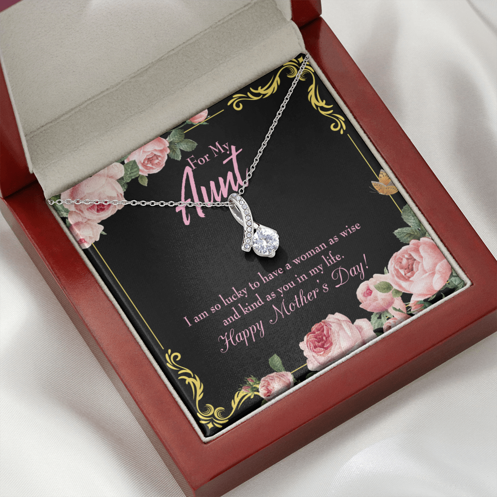 To My Granddaughter To My Aunt I'm So Lucky Alluring Ribbon Necklace Message Card-Express Your Love Gifts