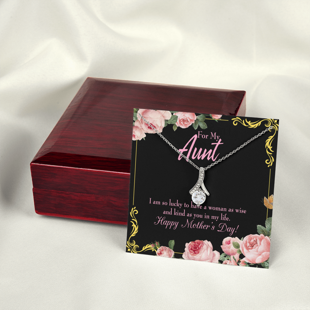 To My Granddaughter To My Aunt I'm So Lucky Alluring Ribbon Necklace Message Card-Express Your Love Gifts