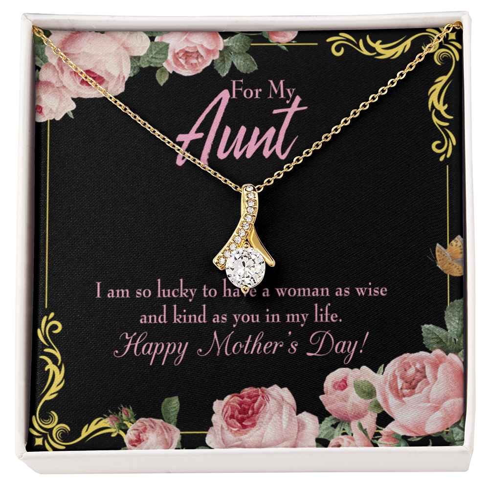 To My Granddaughter To My Aunt I'm So Lucky Alluring Ribbon Necklace Message Card-Express Your Love Gifts