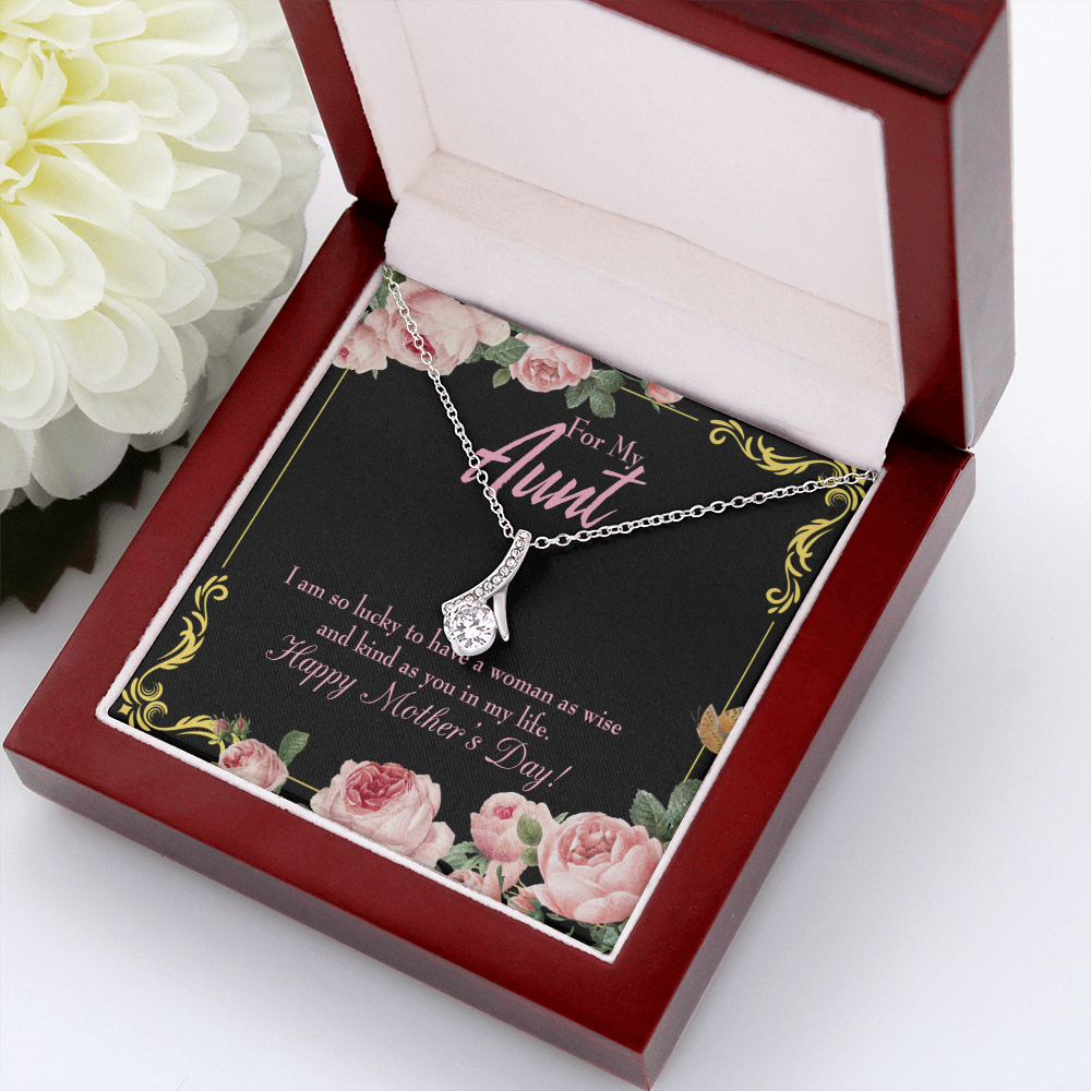 To My Granddaughter To My Aunt I'm So Lucky Alluring Ribbon Necklace Message Card-Express Your Love Gifts