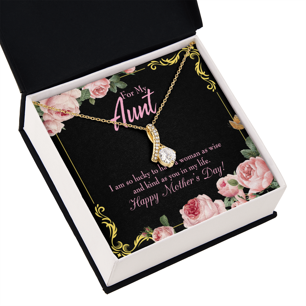 To My Granddaughter To My Aunt I'm So Lucky Alluring Ribbon Necklace Message Card-Express Your Love Gifts