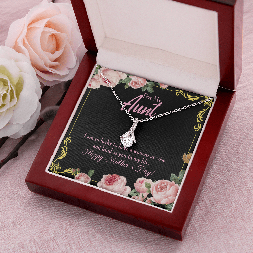 To My Granddaughter To My Aunt I'm So Lucky Alluring Ribbon Necklace Message Card-Express Your Love Gifts