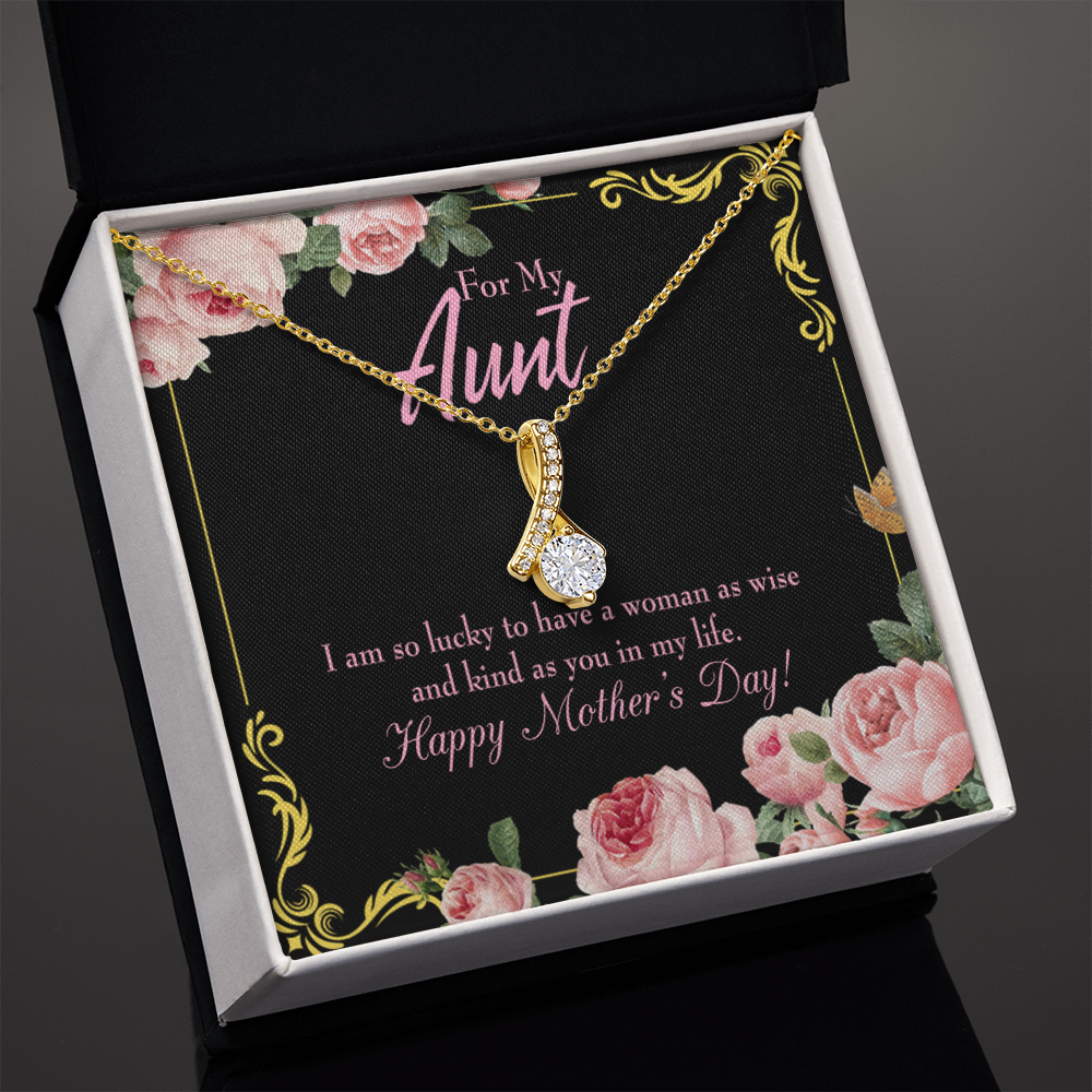 To My Granddaughter To My Aunt I'm So Lucky Alluring Ribbon Necklace Message Card-Express Your Love Gifts