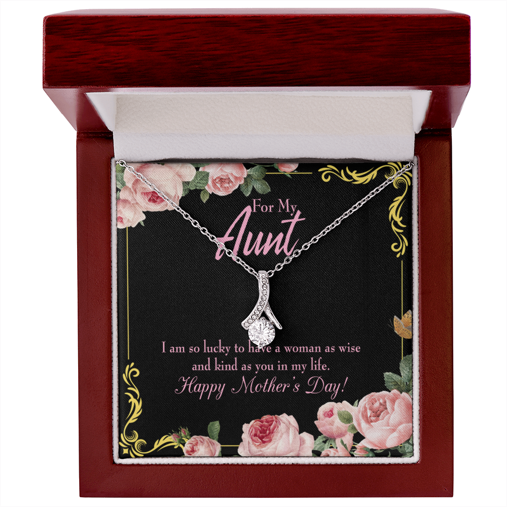 To My Granddaughter To My Aunt I'm So Lucky Alluring Ribbon Necklace Message Card-Express Your Love Gifts