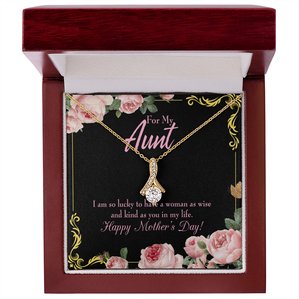 To My Granddaughter To My Aunt I'm So Lucky Alluring Ribbon Necklace Message Card-Express Your Love Gifts