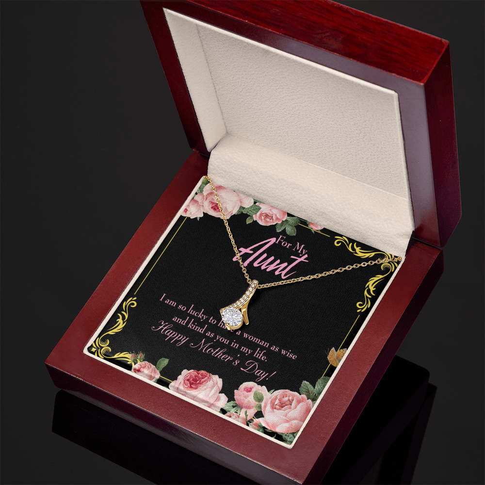 To My Granddaughter To My Aunt I'm So Lucky Alluring Ribbon Necklace Message Card-Express Your Love Gifts
