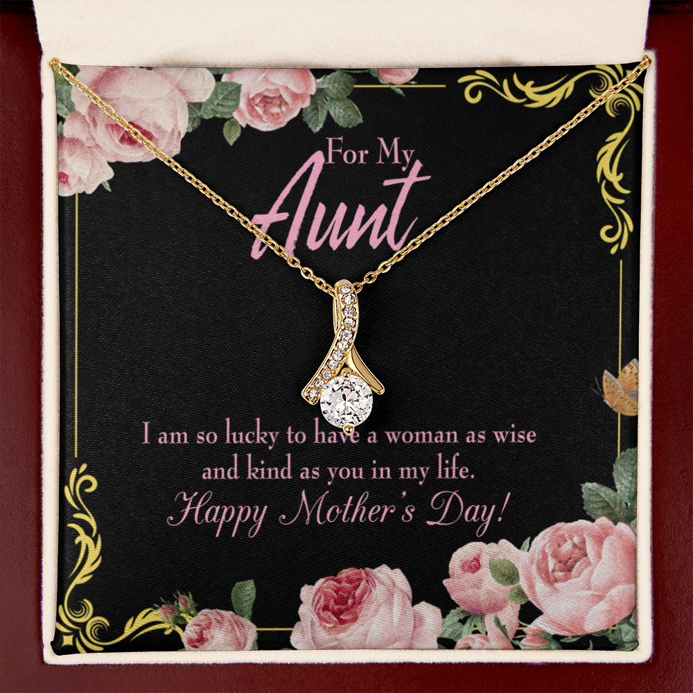 To My Granddaughter To My Aunt I'm So Lucky Alluring Ribbon Necklace Message Card-Express Your Love Gifts