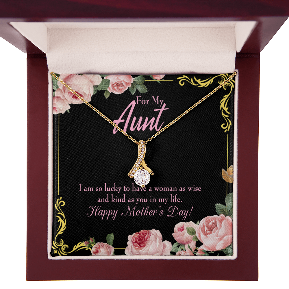 To My Granddaughter To My Aunt I'm So Lucky Alluring Ribbon Necklace Message Card-Express Your Love Gifts