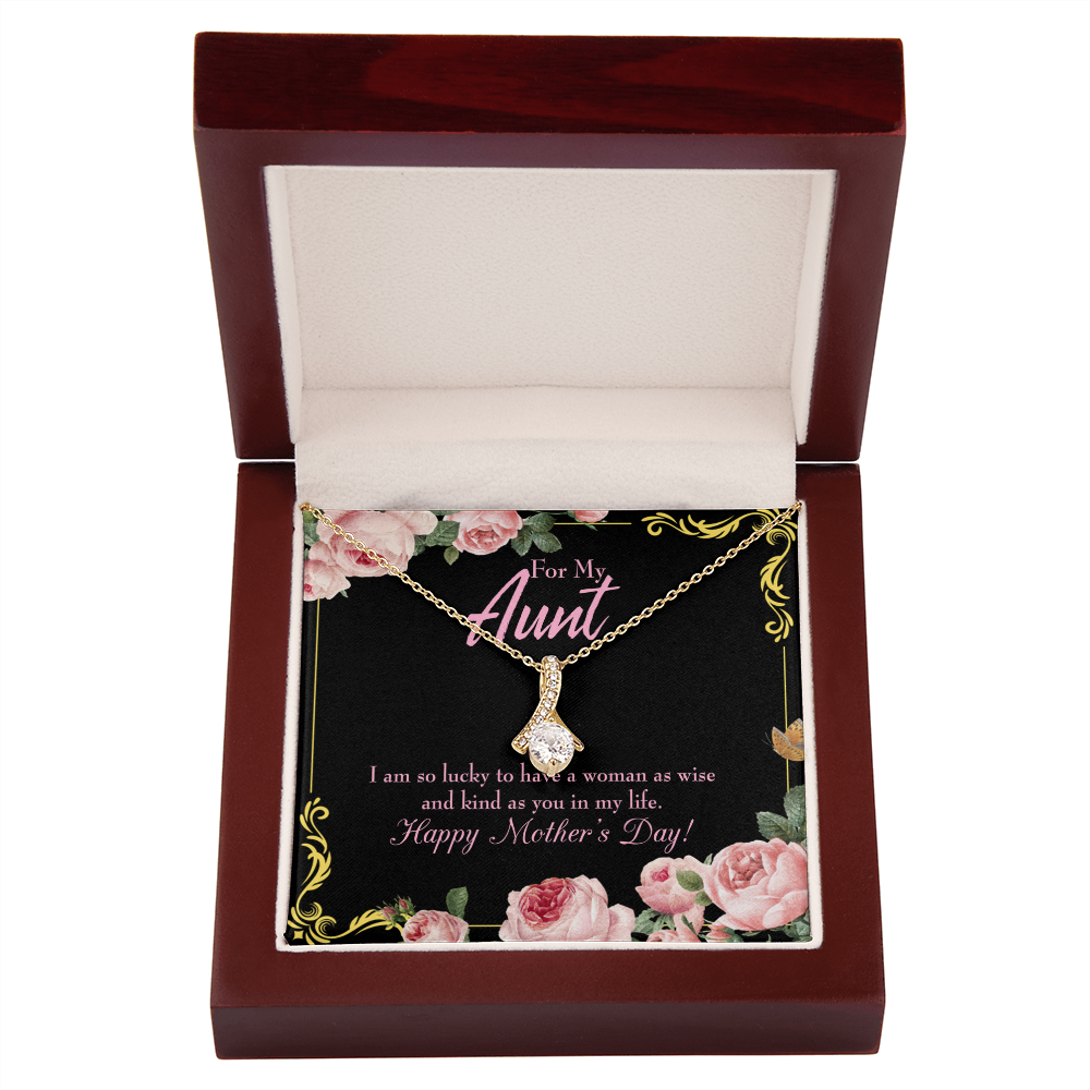 To My Granddaughter To My Aunt I'm So Lucky Alluring Ribbon Necklace Message Card-Express Your Love Gifts