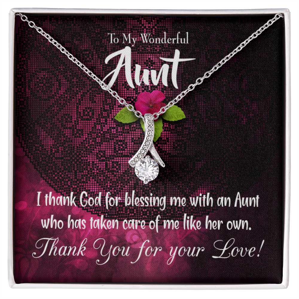 To My Granddaughter To My Aunt I Thank God Alluring Ribbon Necklace Message Card-Express Your Love Gifts