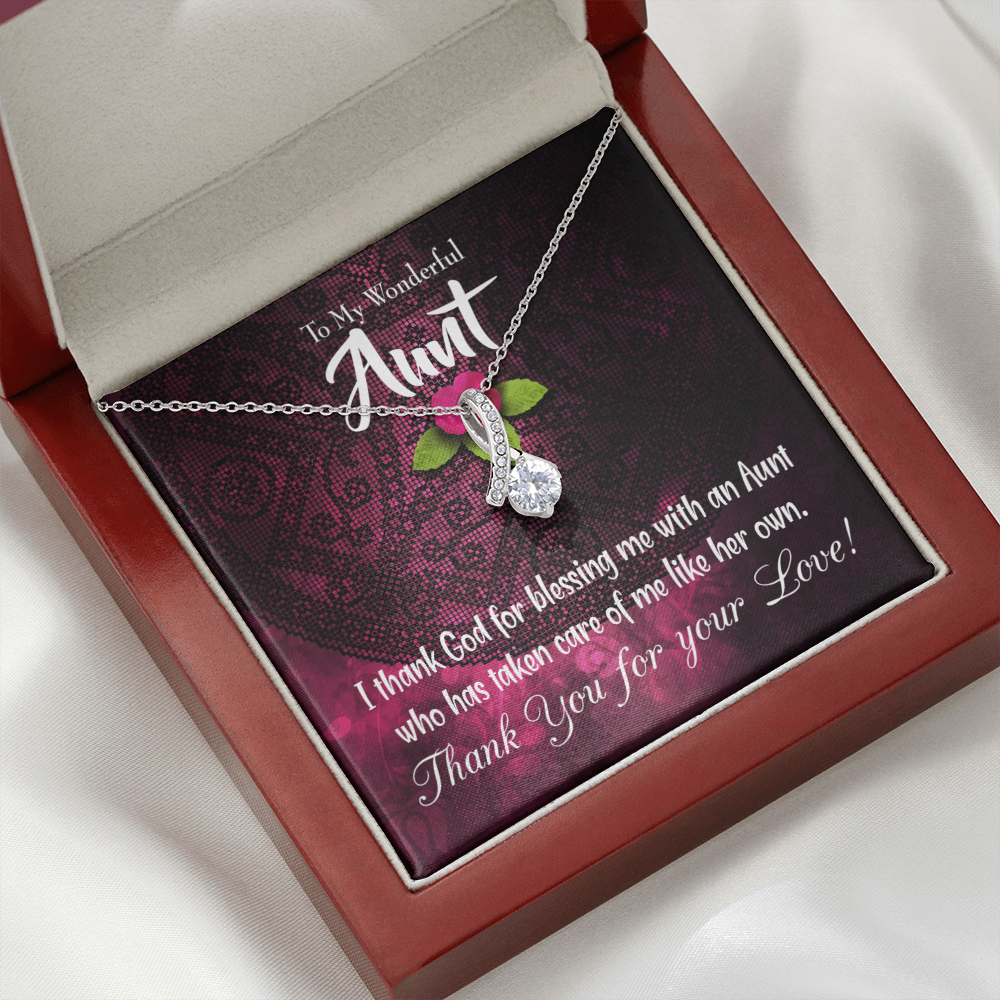 To My Granddaughter To My Aunt I Thank God Alluring Ribbon Necklace Message Card-Express Your Love Gifts