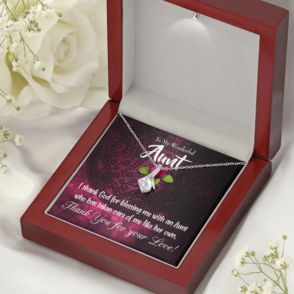 To My Granddaughter To My Aunt I Thank God Alluring Ribbon Necklace Message Card-Express Your Love Gifts