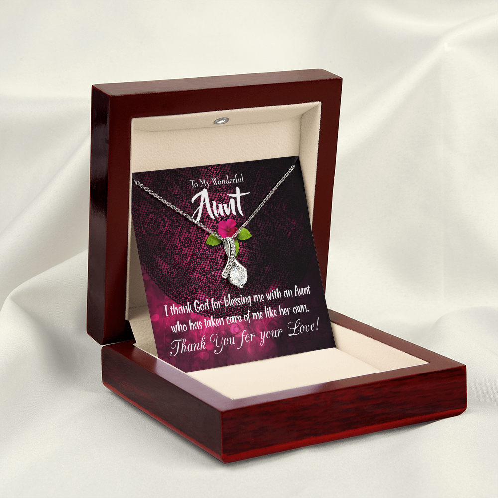 To My Granddaughter To My Aunt I Thank God Alluring Ribbon Necklace Message Card-Express Your Love Gifts