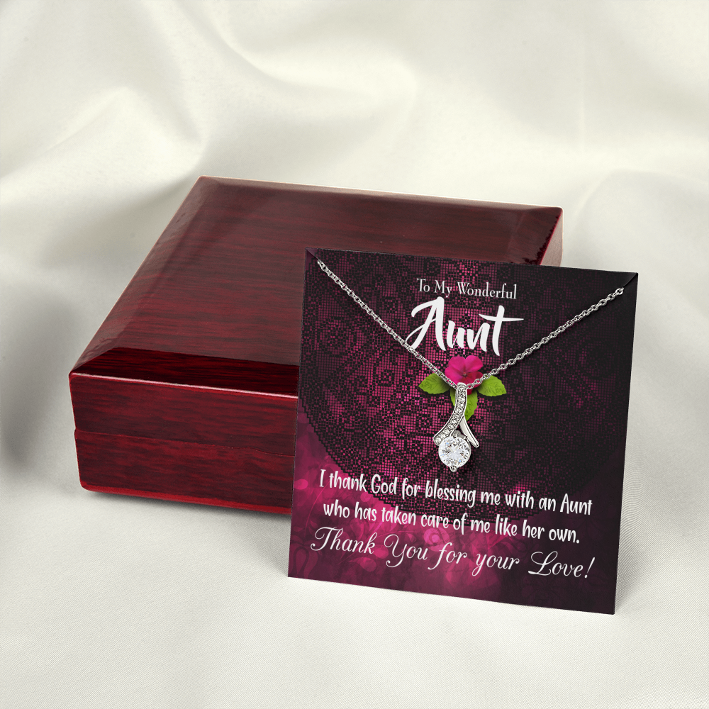 To My Granddaughter To My Aunt I Thank God Alluring Ribbon Necklace Message Card-Express Your Love Gifts