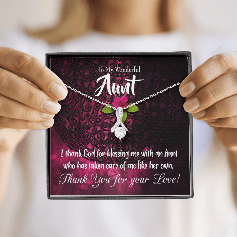 To My Granddaughter To My Aunt I Thank God Alluring Ribbon Necklace Message Card-Express Your Love Gifts