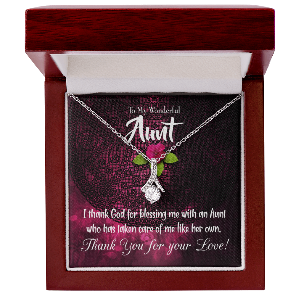 To My Granddaughter To My Aunt I Thank God Alluring Ribbon Necklace Message Card-Express Your Love Gifts