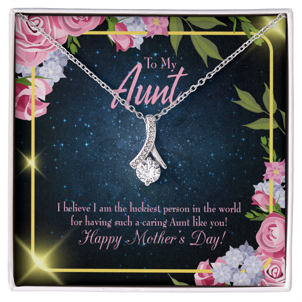 To My Granddaughter To My Aunt Luckiest Aunt Alluring Ribbon Necklace Message Card-Express Your Love Gifts
