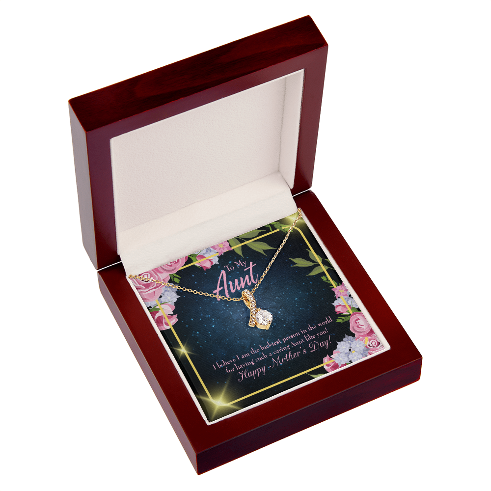 To My Granddaughter To My Aunt Luckiest Aunt Alluring Ribbon Necklace Message Card-Express Your Love Gifts