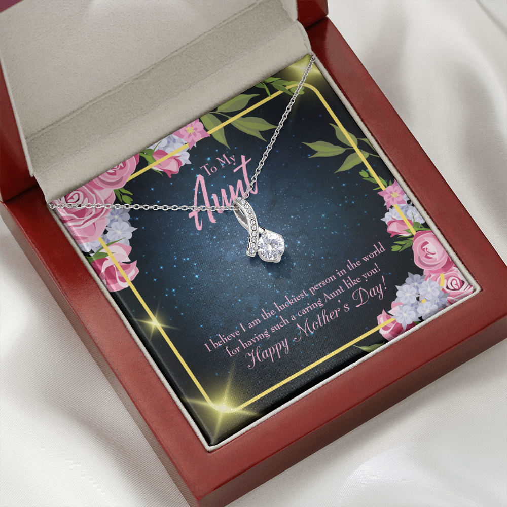 To My Granddaughter To My Aunt Luckiest Aunt Alluring Ribbon Necklace Message Card-Express Your Love Gifts