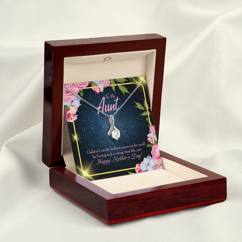 To My Granddaughter To My Aunt Luckiest Aunt Alluring Ribbon Necklace Message Card-Express Your Love Gifts