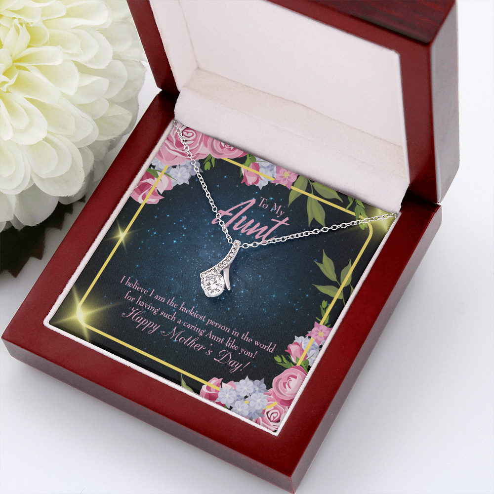To My Granddaughter To My Aunt Luckiest Aunt Alluring Ribbon Necklace Message Card-Express Your Love Gifts