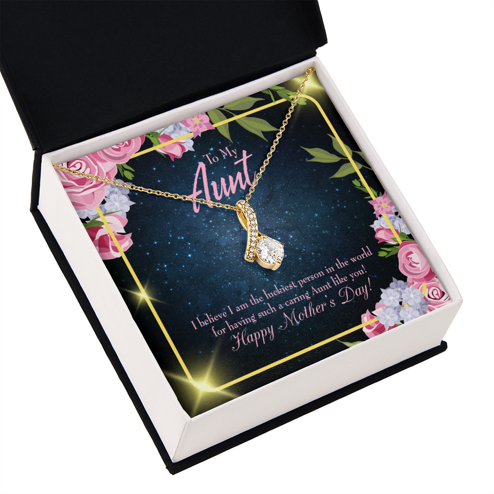 To My Granddaughter To My Aunt Luckiest Aunt Alluring Ribbon Necklace Message Card-Express Your Love Gifts