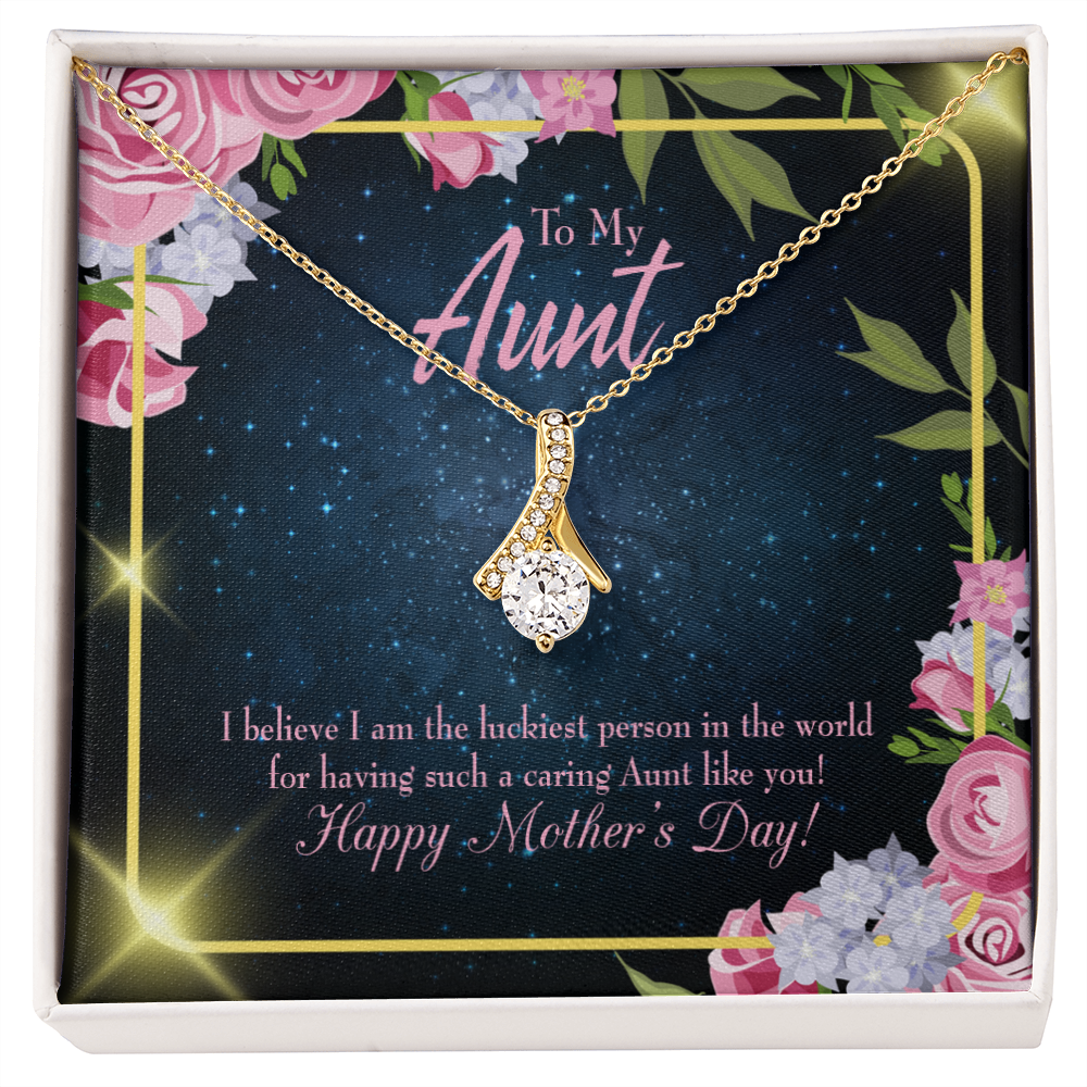 To My Granddaughter To My Aunt Luckiest Aunt Alluring Ribbon Necklace Message Card-Express Your Love Gifts