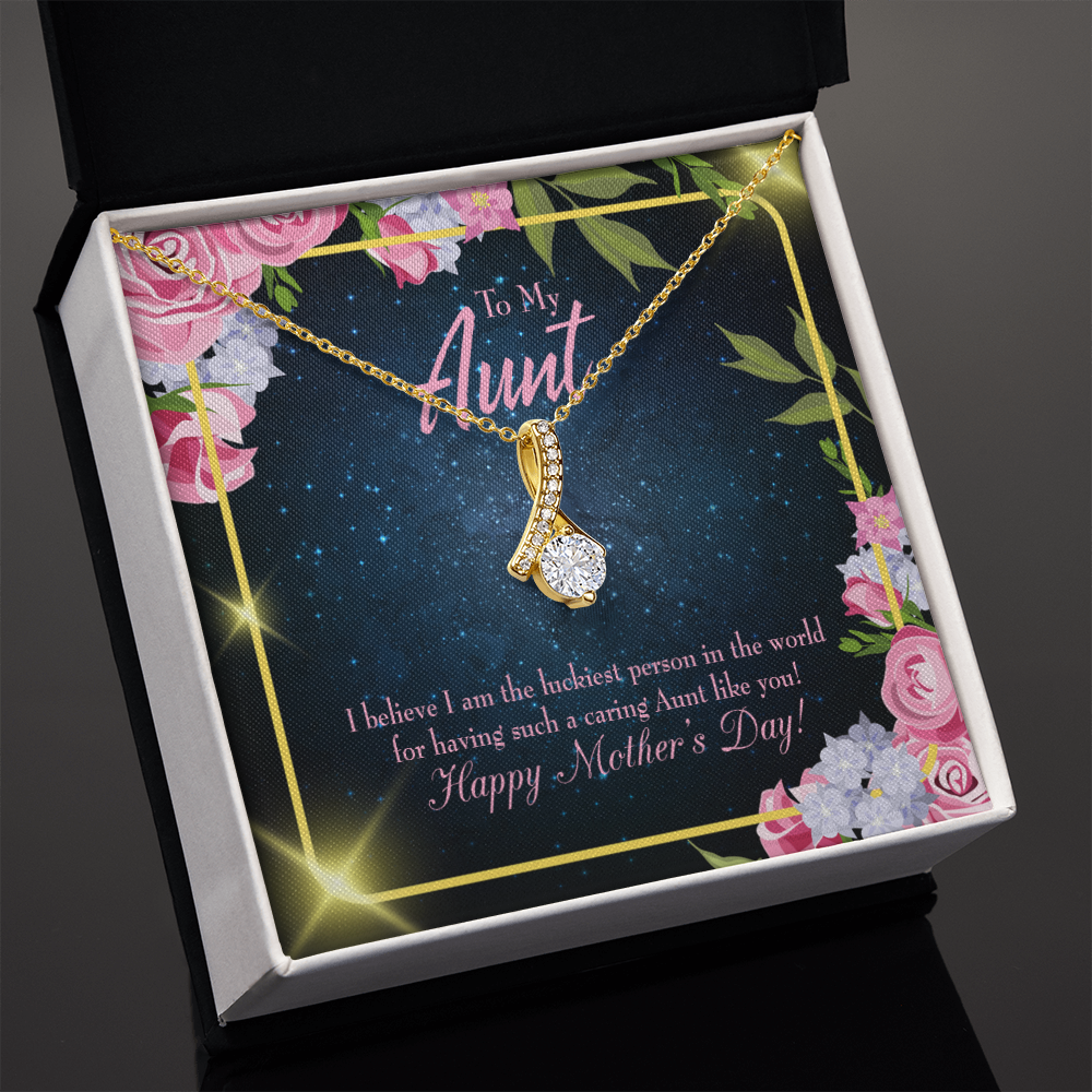 To My Granddaughter To My Aunt Luckiest Aunt Alluring Ribbon Necklace Message Card-Express Your Love Gifts