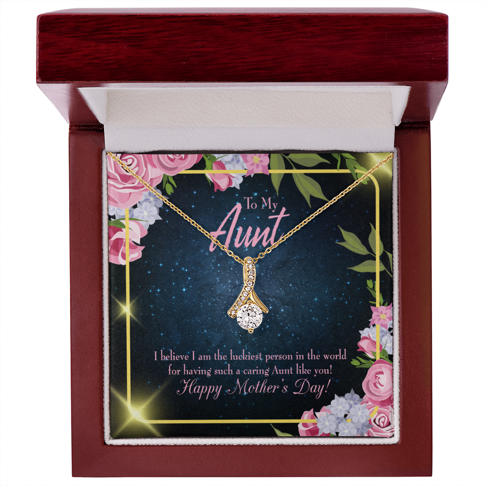 To My Granddaughter To My Aunt Luckiest Aunt Alluring Ribbon Necklace Message Card-Express Your Love Gifts