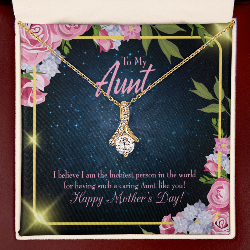 To My Granddaughter To My Aunt Luckiest Aunt Alluring Ribbon Necklace Message Card-Express Your Love Gifts