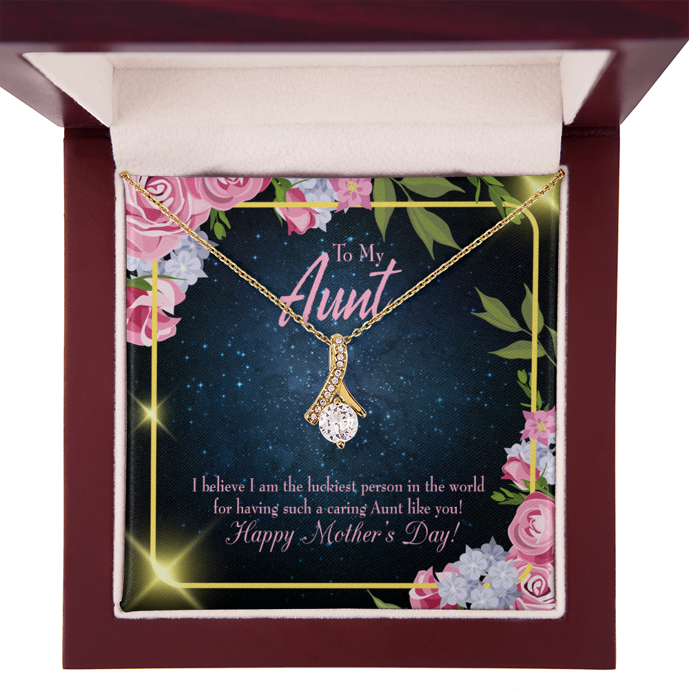 To My Granddaughter To My Aunt Luckiest Aunt Alluring Ribbon Necklace Message Card-Express Your Love Gifts
