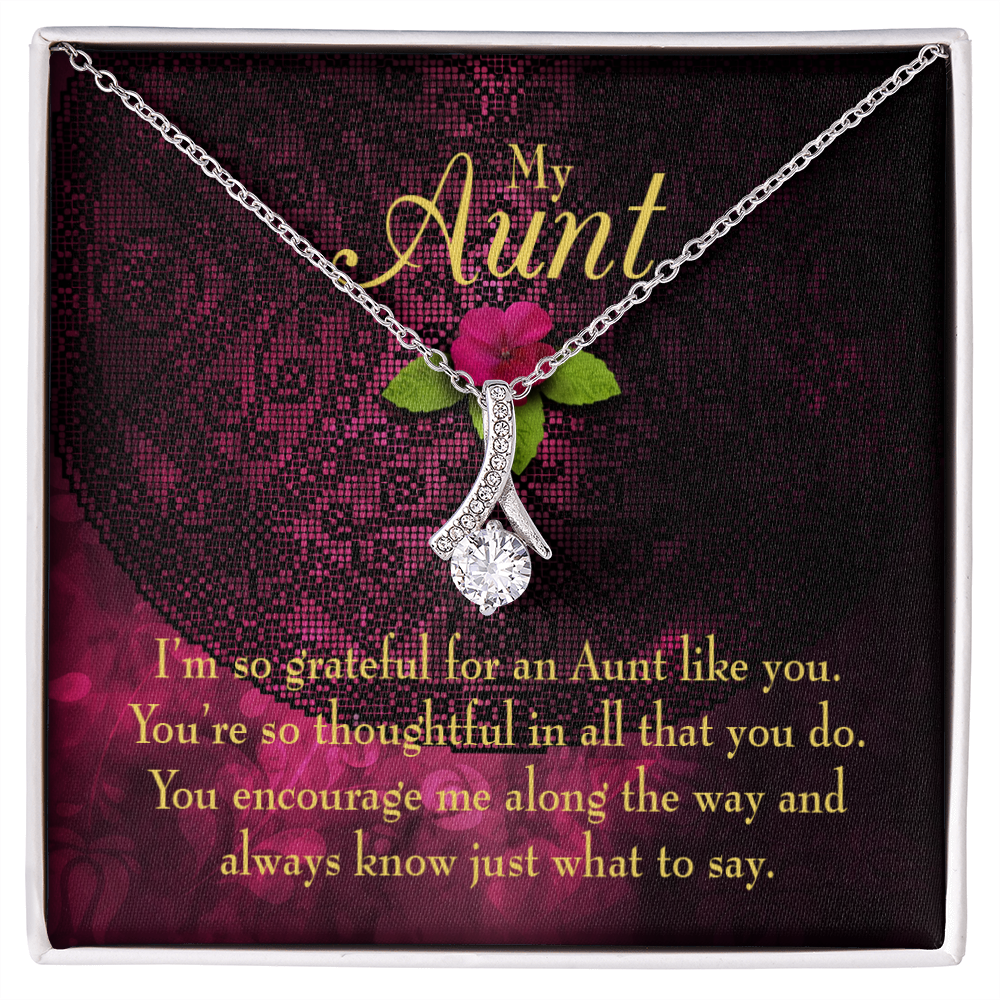 To My Granddaughter To My Aunt So Grateful Alluring Ribbon Necklace Message Card-Express Your Love Gifts