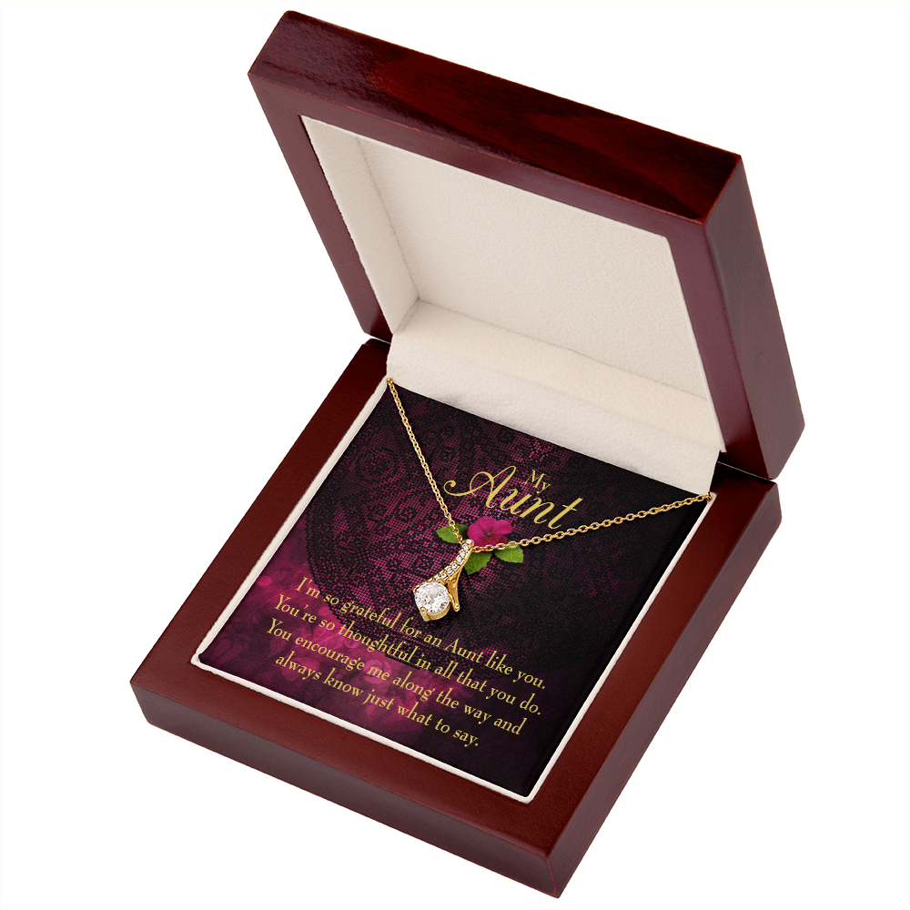 To My Granddaughter To My Aunt So Grateful Alluring Ribbon Necklace Message Card-Express Your Love Gifts