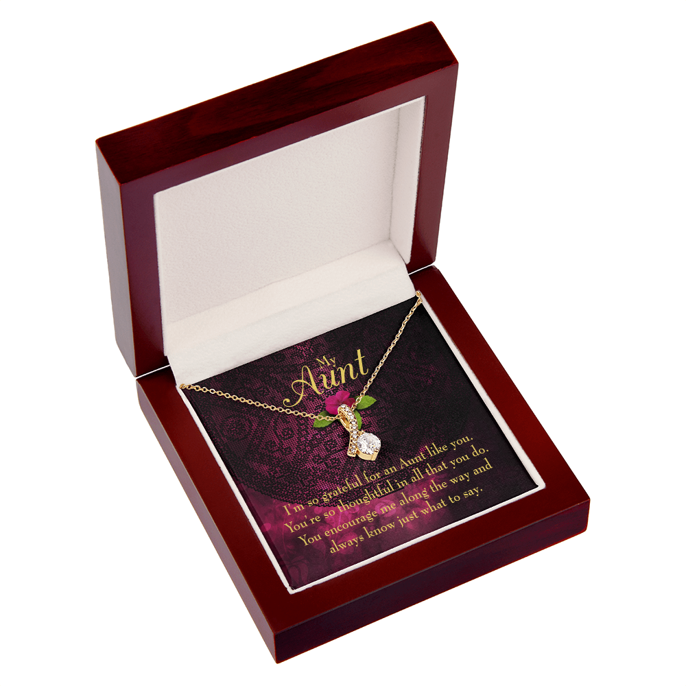 To My Granddaughter To My Aunt So Grateful Alluring Ribbon Necklace Message Card-Express Your Love Gifts