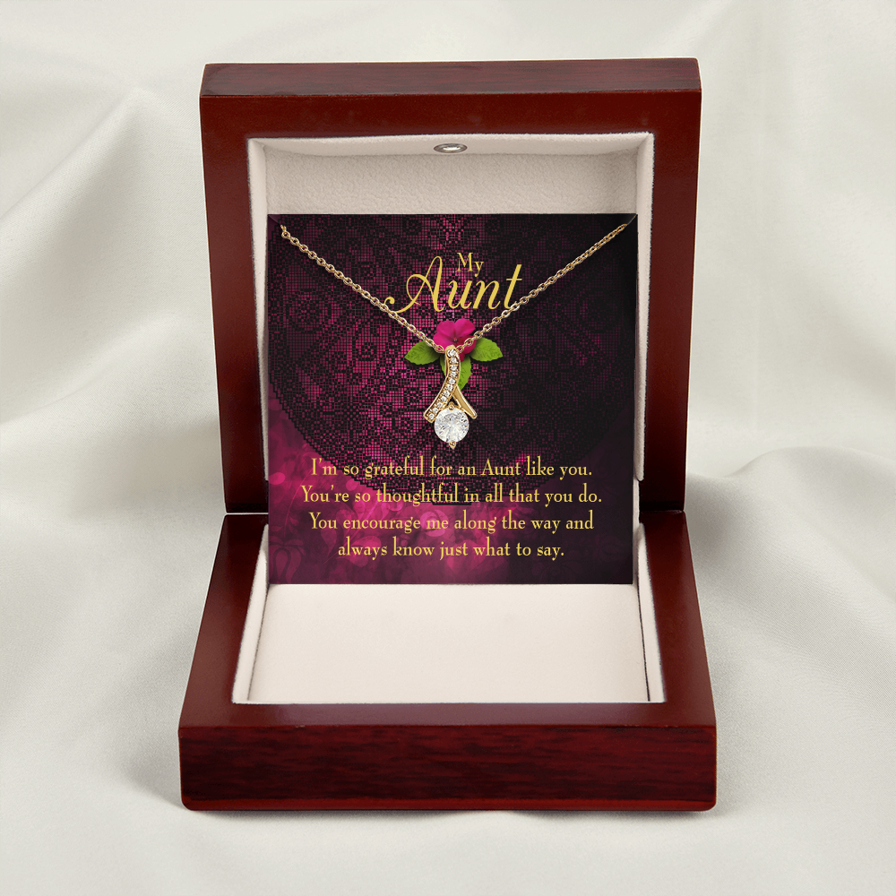 To My Granddaughter To My Aunt So Grateful Alluring Ribbon Necklace Message Card-Express Your Love Gifts