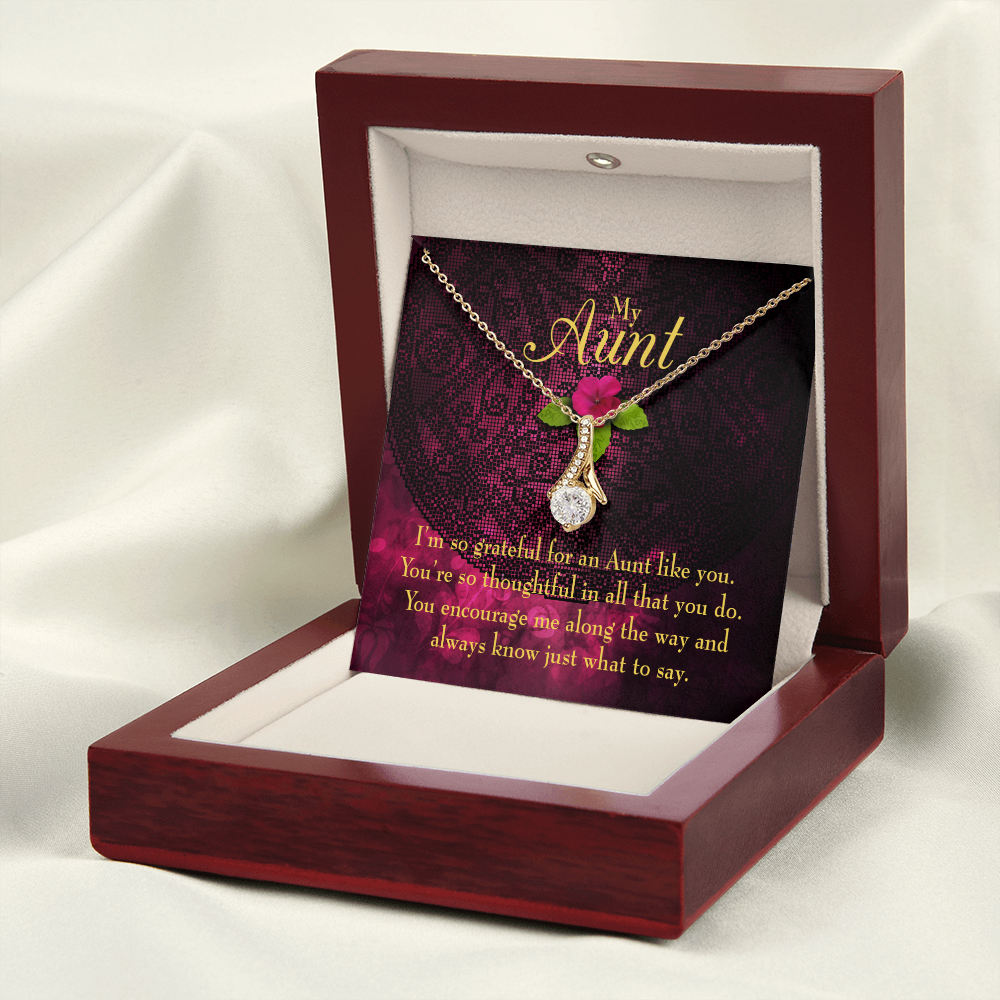 To My Granddaughter To My Aunt So Grateful Alluring Ribbon Necklace Message Card-Express Your Love Gifts