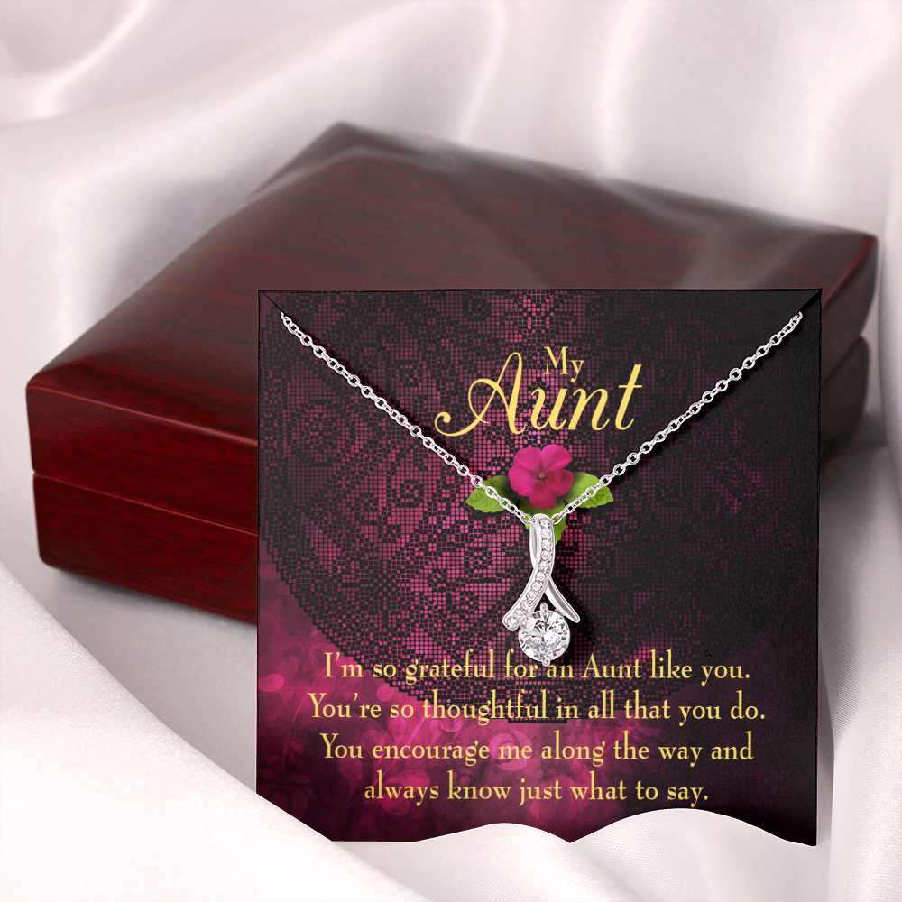 To My Granddaughter To My Aunt So Grateful Alluring Ribbon Necklace Message Card-Express Your Love Gifts