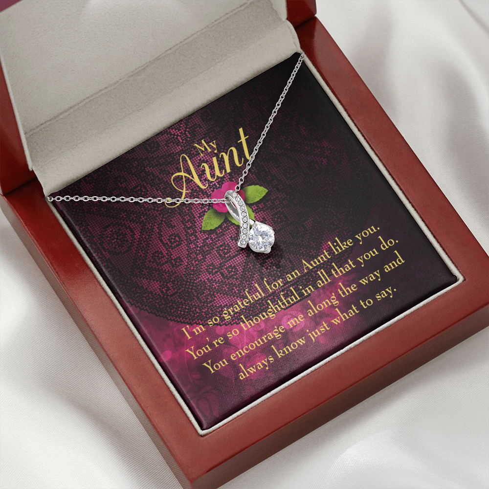 To My Granddaughter To My Aunt So Grateful Alluring Ribbon Necklace Message Card-Express Your Love Gifts