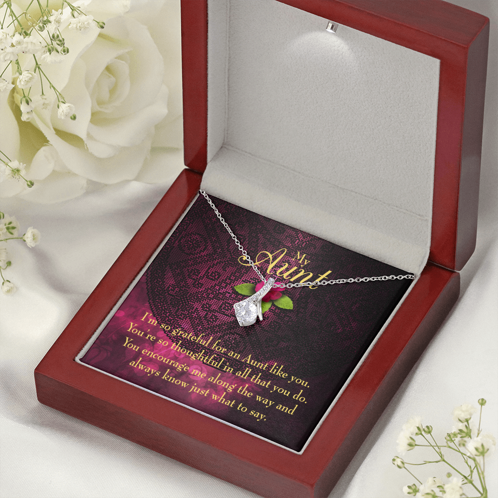 To My Granddaughter To My Aunt So Grateful Alluring Ribbon Necklace Message Card-Express Your Love Gifts