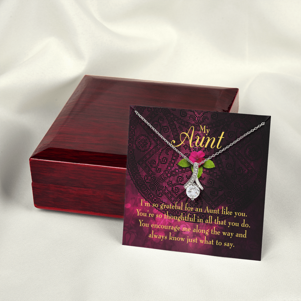 To My Granddaughter To My Aunt So Grateful Alluring Ribbon Necklace Message Card-Express Your Love Gifts